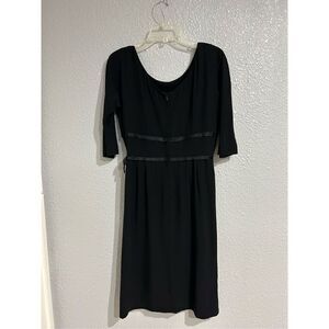 Women's Vintage 60's 3/4 Sleeve Lined A-Line Wiggle Dress Black Size 12